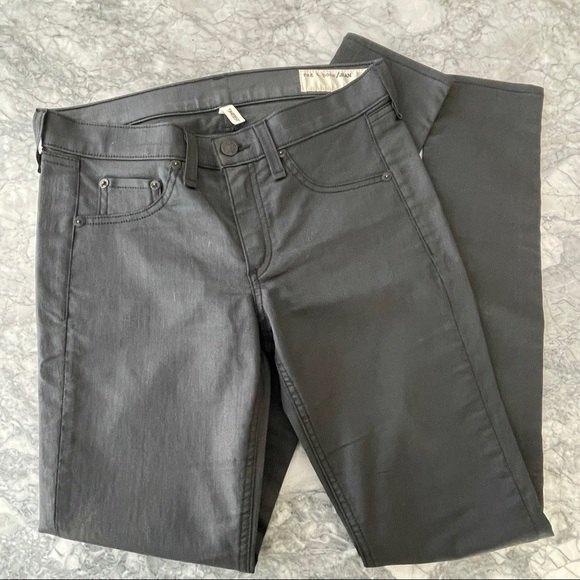 Rag & Bone Skinny Coated Black Jeans 28 - Picture 2 of 8